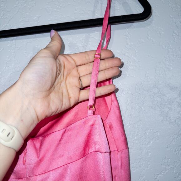 NWT WeWoreWhat Hot Pink Cowl Neck Satin Charmeuse Midi Dress Size 6 - Picture 6 of 12